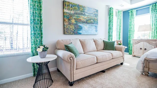 a living room with furniture