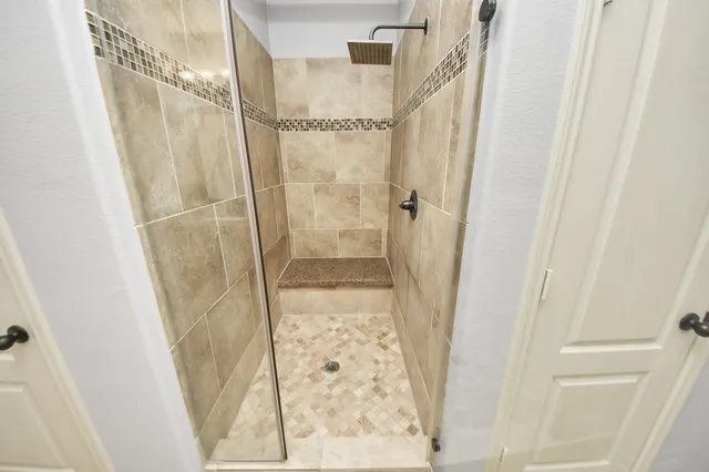 a bathroom with a shower