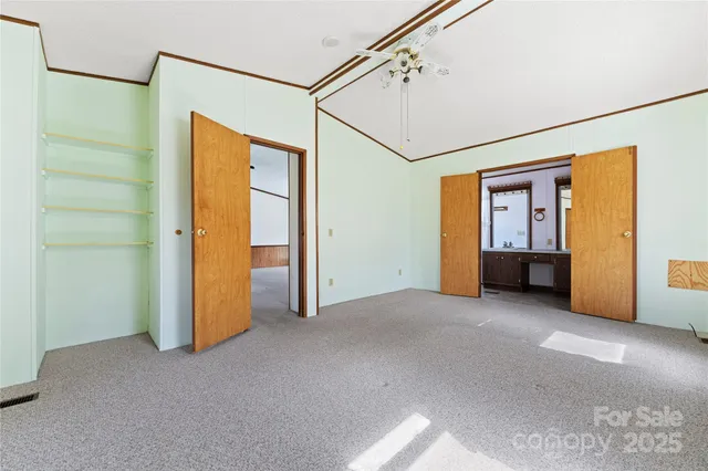 an empty room with windows