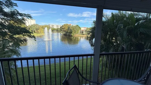 a view of a balcony with lake view