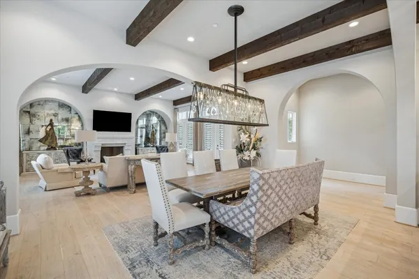 a view of a livingroom with furniture and a fireplace