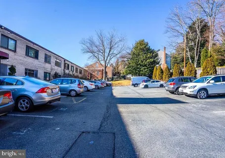 a view of a building with blue walls