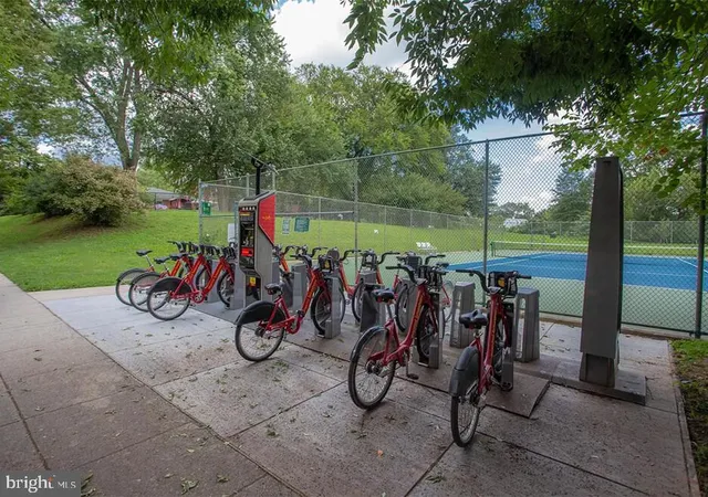 a view of a brick building with a large window