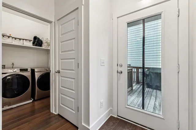 a utility room with dryer and washer
