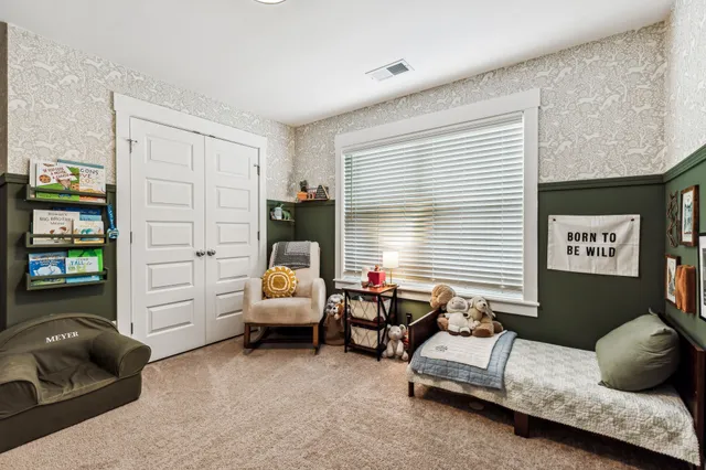 a view of a balcony with wooden floor