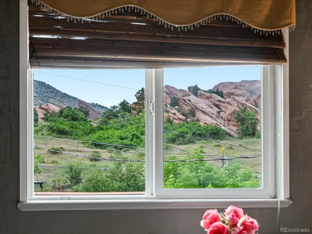 a view of a back yard from a window