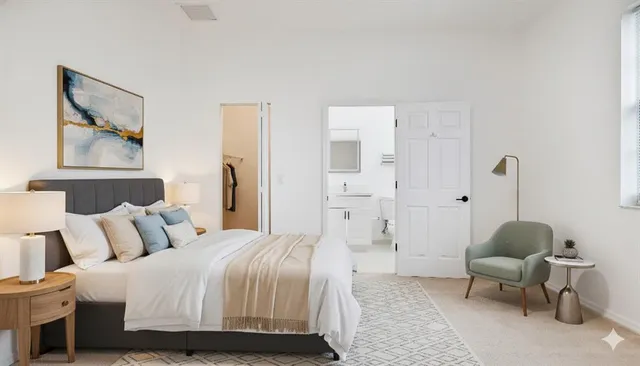 an empty room with closet area