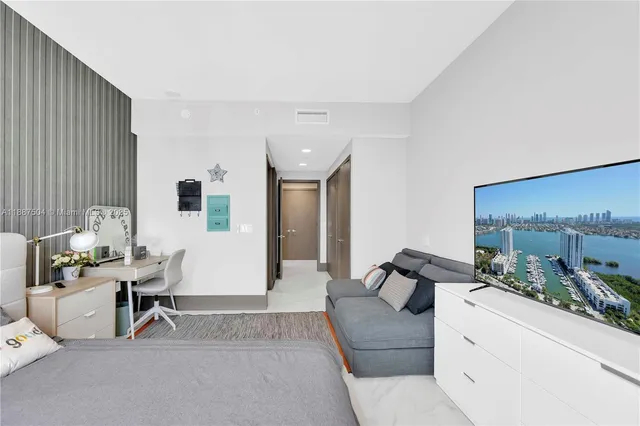 a living room with furniture