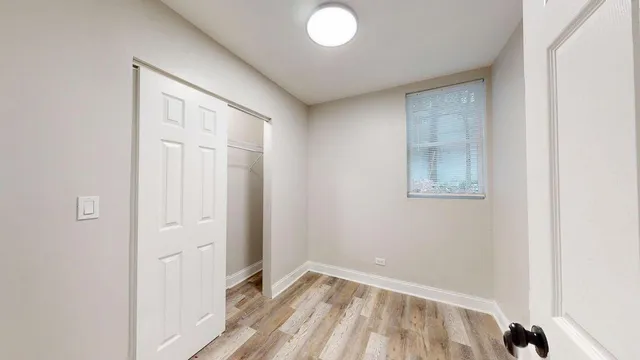 an empty room with windows