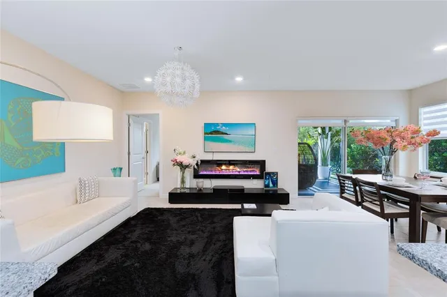 a living room with fireplace furniture and a flat screen tv