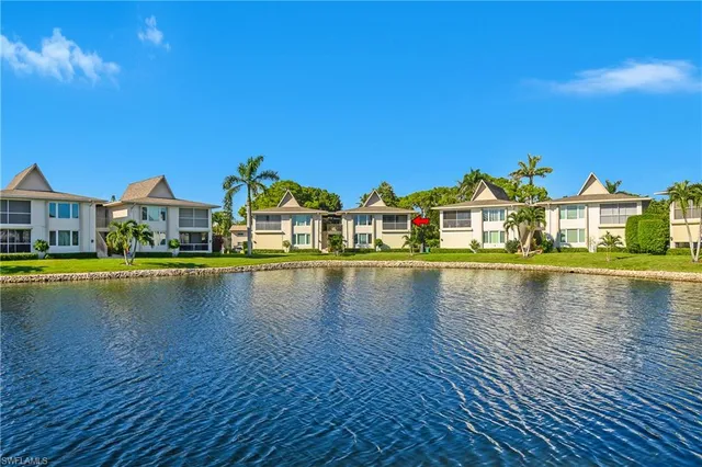 a view of a lake with houses