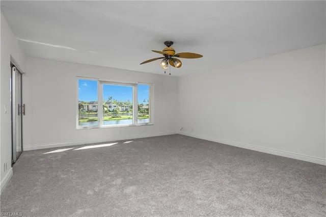 a view of a room with a window