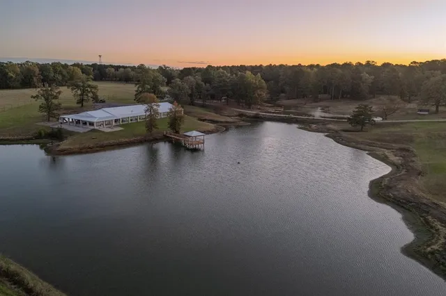 a view of a lake with mountain