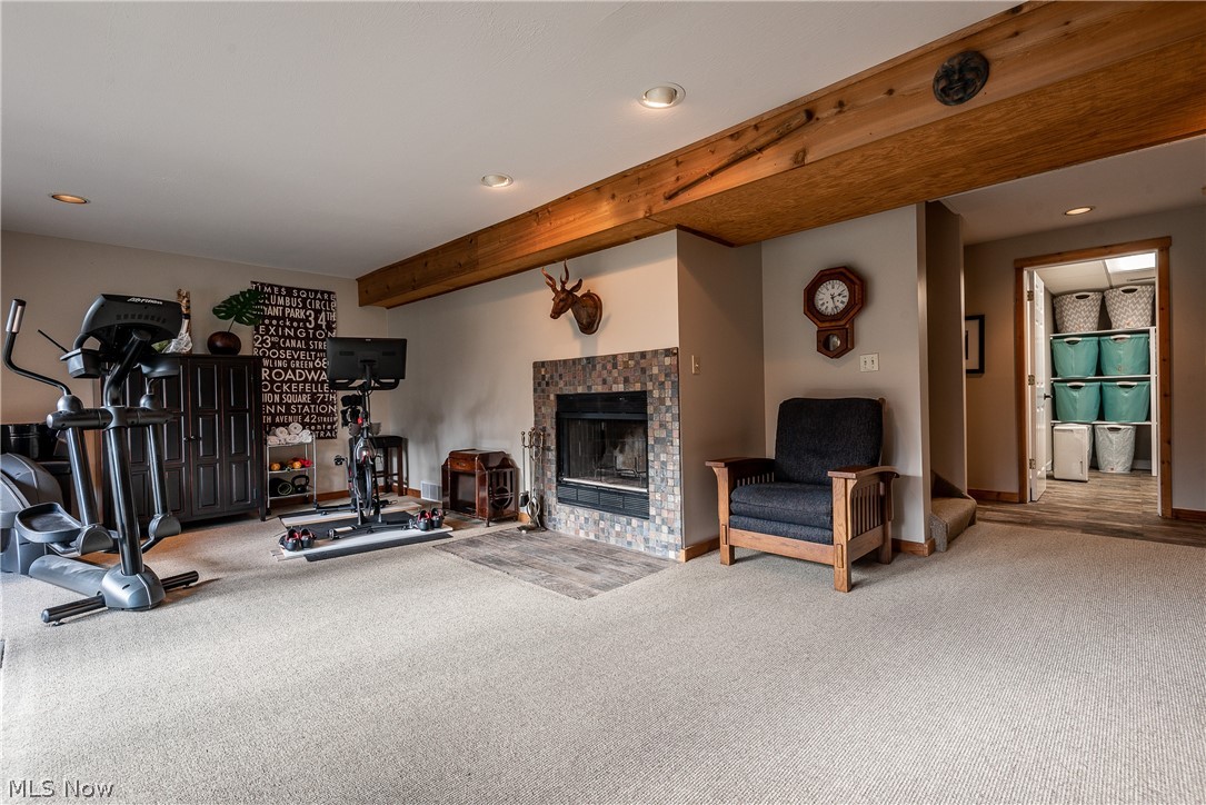 550 Stoner Road Clinton, OH 44216 - Photo 23 of 35 Lower level family room with fireplace.