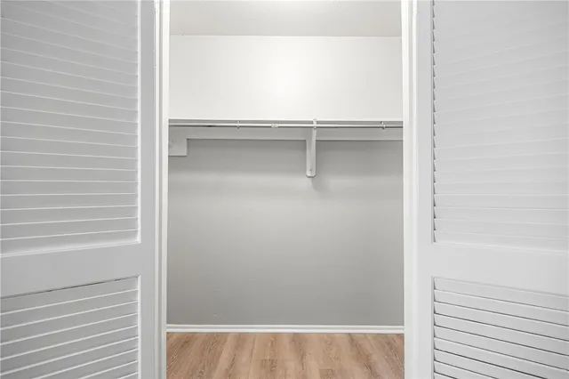 a view of an empty walk in closet