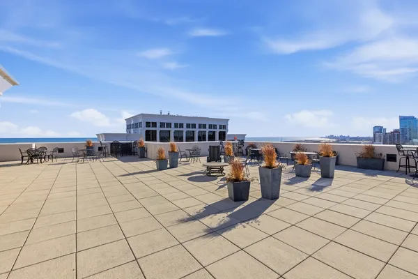 a view of a terrace with chairs
