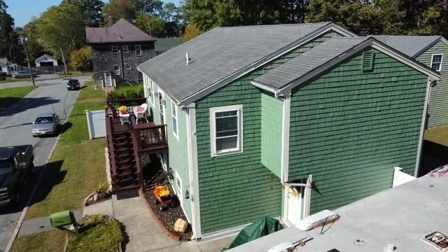a view of a house with a balcony