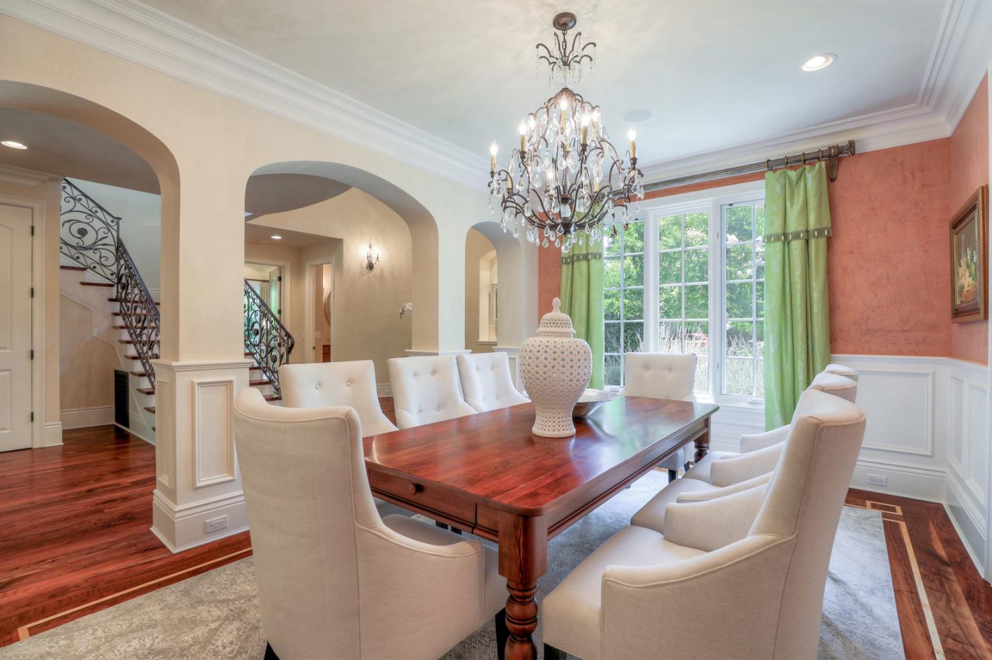 1020 Windsor Drive Menlo Park, CA 94025 - Photo 4 of 18 a view of a dining room with furniture a chandelier and wooden floor