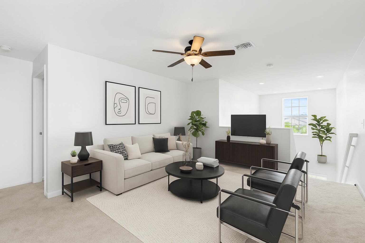 738 Worlington Lane Fort Pierce, FL 34947 - Photo 32 of 69 a living room with furniture a chandelier and a flat screen tv