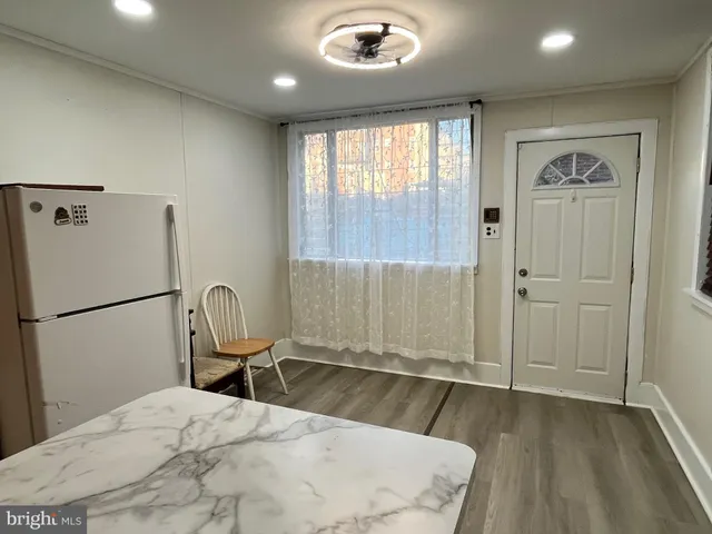 a workspace with wooden floor