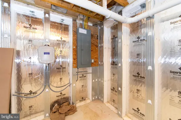 a view of an empty room with a glass door