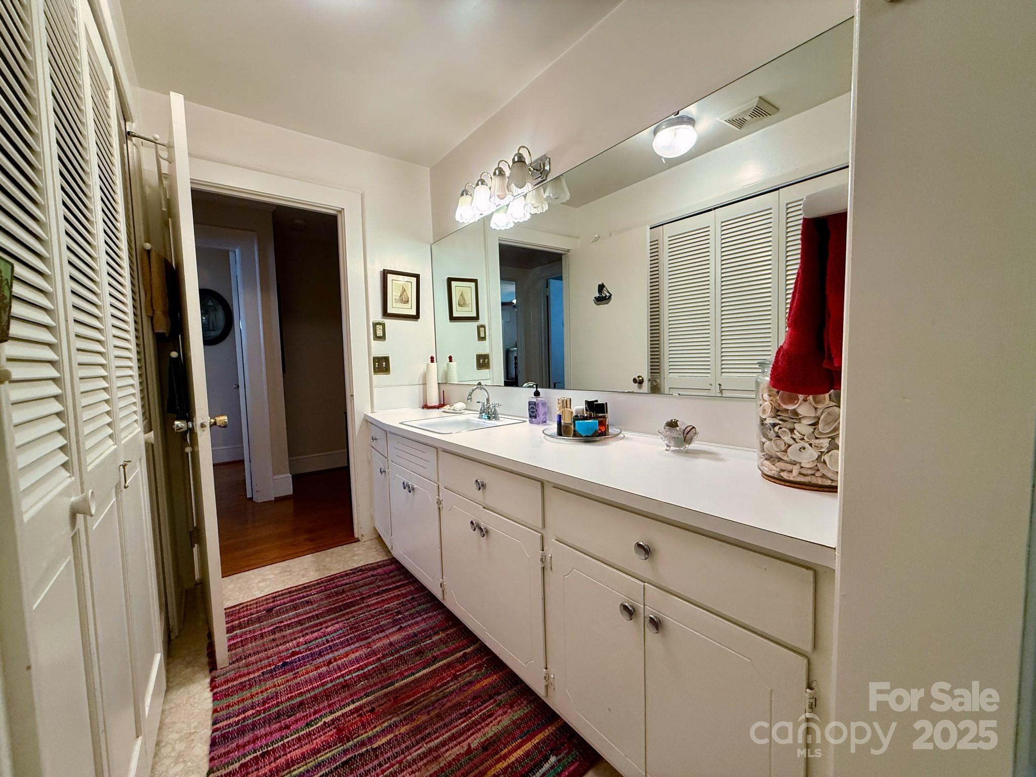 1441 Cove Road Rutherfordton, NC 28139 - Photo 21 of 36 a bathroom with a double vanity sink and a mirror