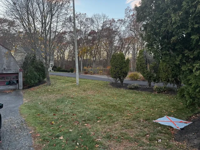 a backyard of a house with lots of green space