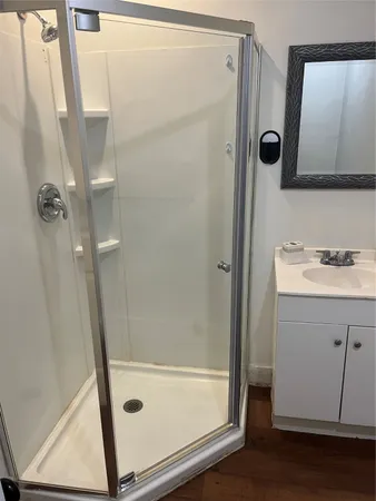 a bathroom with a shower