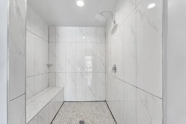 a bathroom with a shower