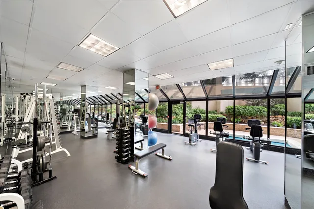 a view of a room with gym equipment