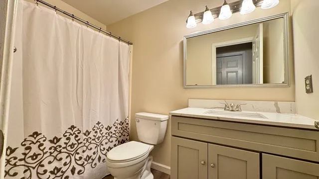 a porch with seating space