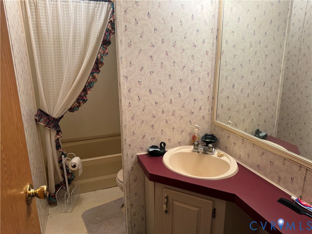 832 Evans Creek Road Brodnax, VA 23920 - Photo 10 of 13 a bathroom with a sink a mirror and a shower