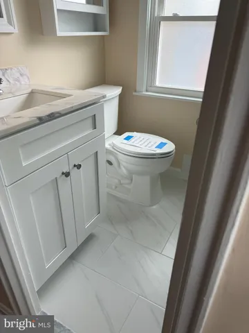 a bathroom with a sink a toilet and vanity