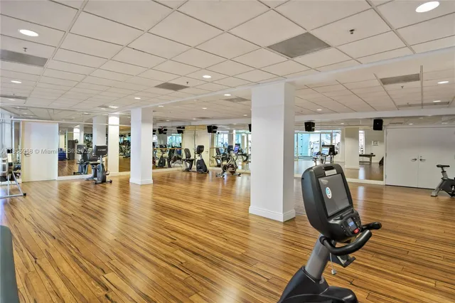 a view of a room with gym equipment