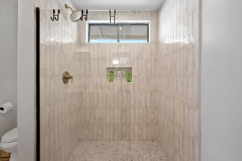 a bathroom with a shower