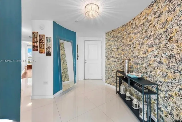 a view of a hallway with workspace