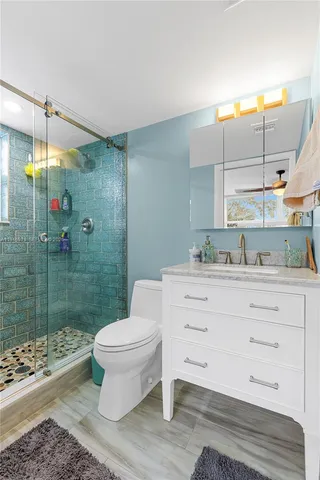 a bathroom with a shower