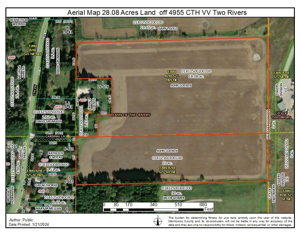 Aerial Map 28.08 Acres Land  off 4955 CT