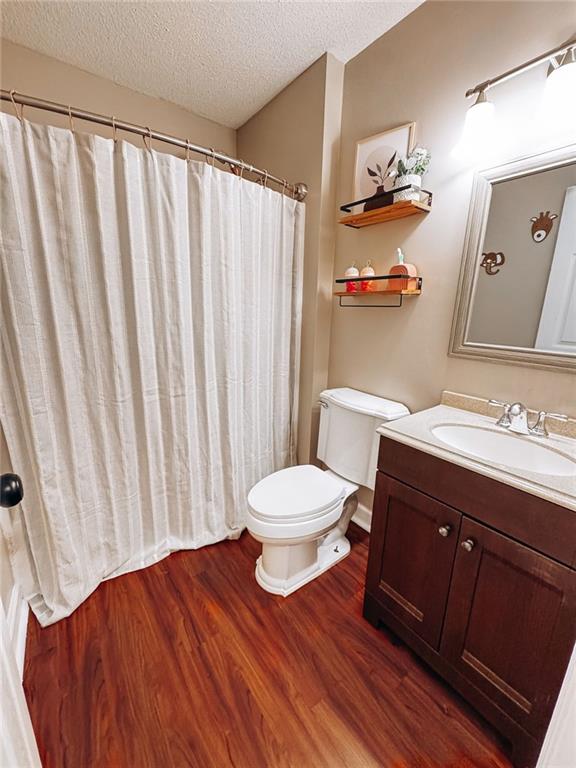 334 Summit Heights Drive Nicholson, GA 30565 - Photo 18 of 25 a bathroom with a sink a toilet and shower curtain