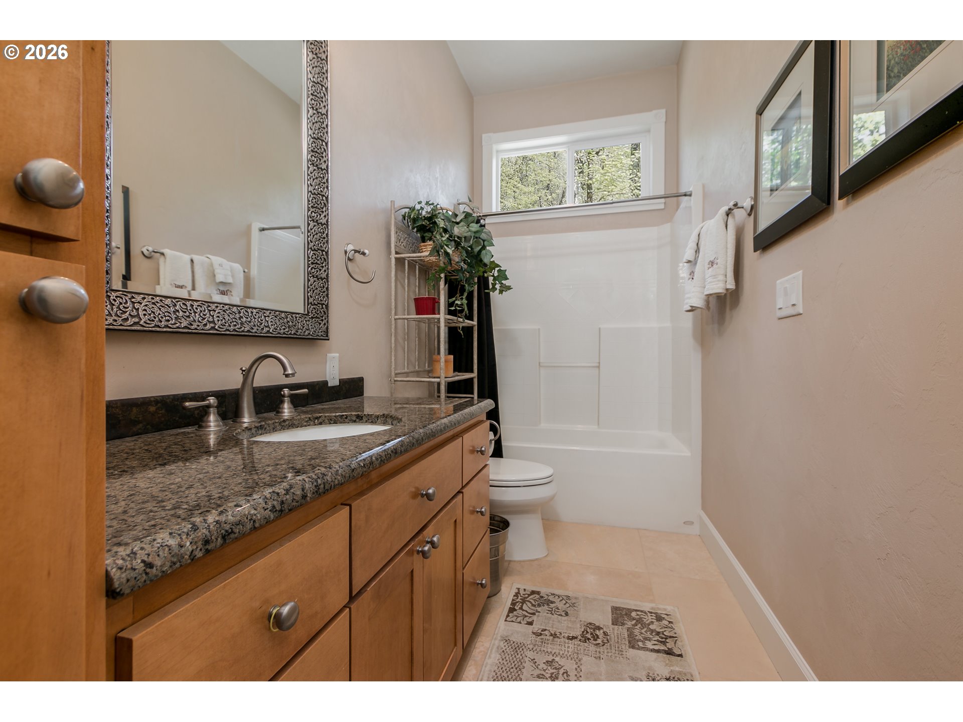 33391 Howe Lane Creswell, OR 97426 - Photo 20 of 40 a bathroom with a granite countertop sink mirror vanity and toilet