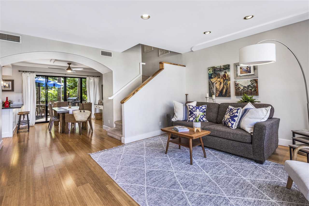 5432 Lower Honoapiilani Road, Unit B7 Lahaina, HI 96761 - Photo 2 of 27 a living room with furniture and a wooden floor
