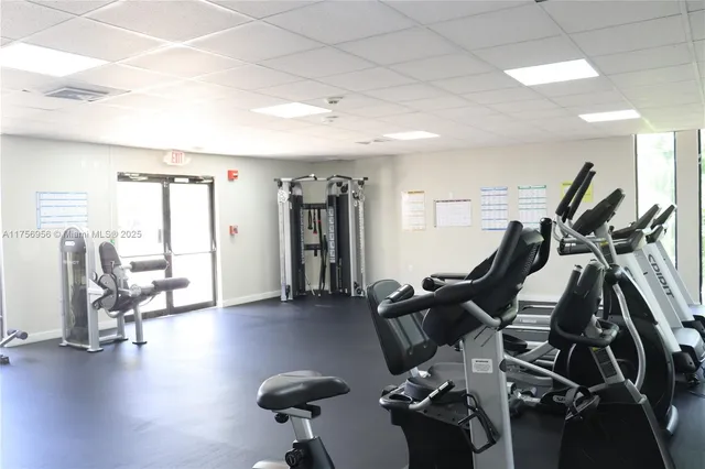 a view of a room with gym equipment