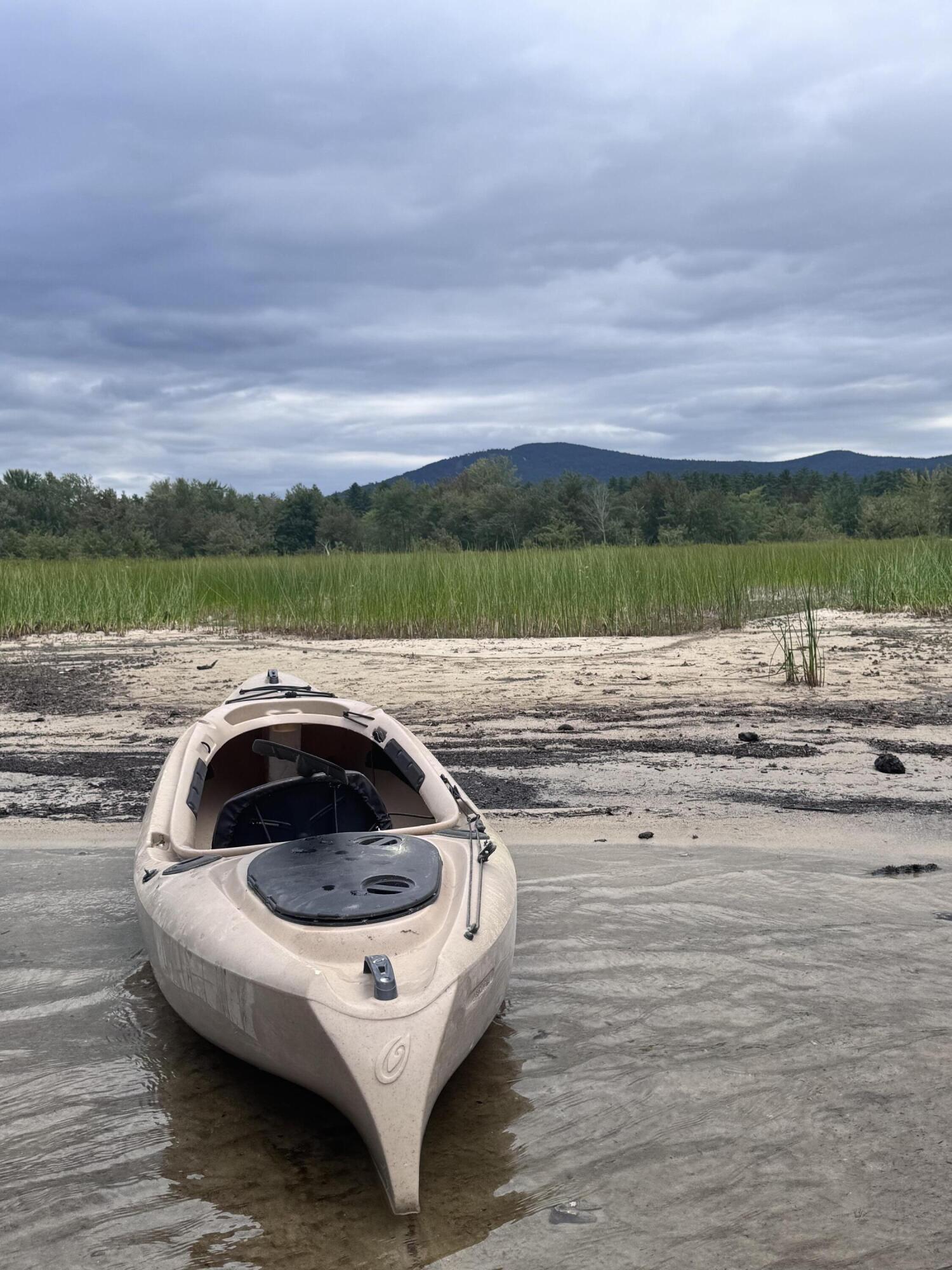 Map20-lot19 Carter Hill Road Fryeburg, ME 04037 - Photo 2 of 22 Kayak on beach with Pleasant Mountain