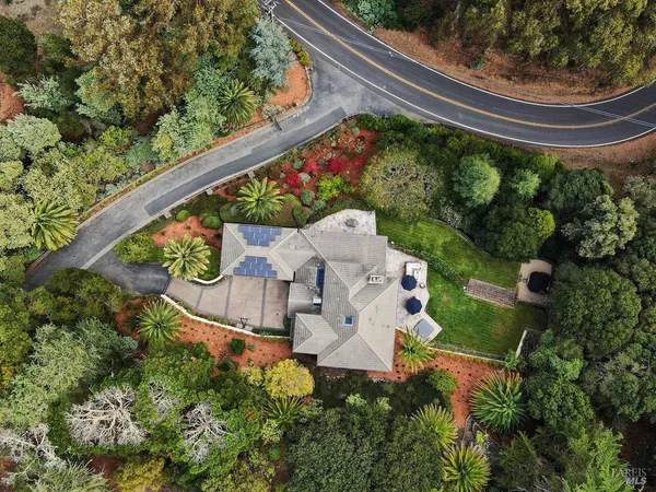 an aerial view of a house