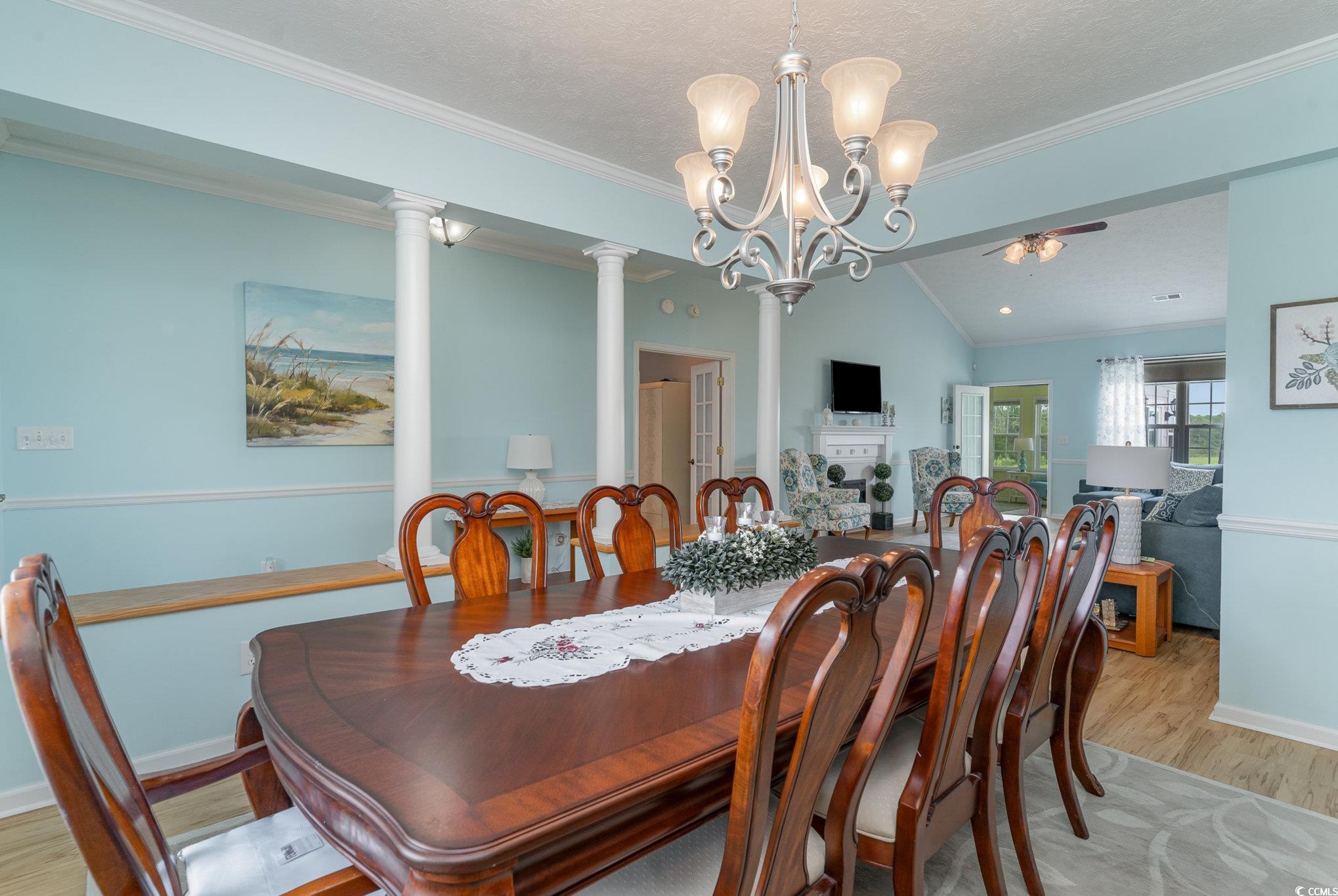1168 Floyd Page Road Galivants Ferry, SC 29544 - Photo 8 of 37 Dining space featuring decorative columns, light h