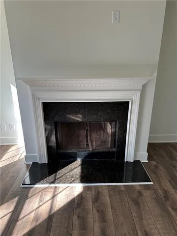a living room with a fireplace