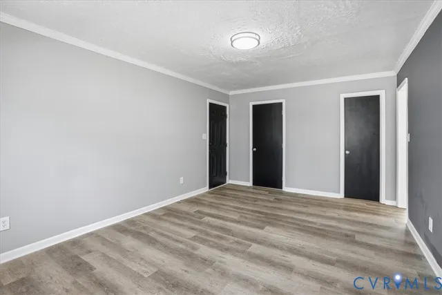 a view of a room with windows