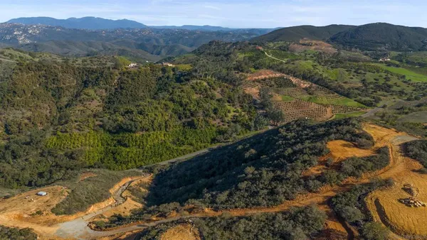 a view of a mountain range with lush green forest