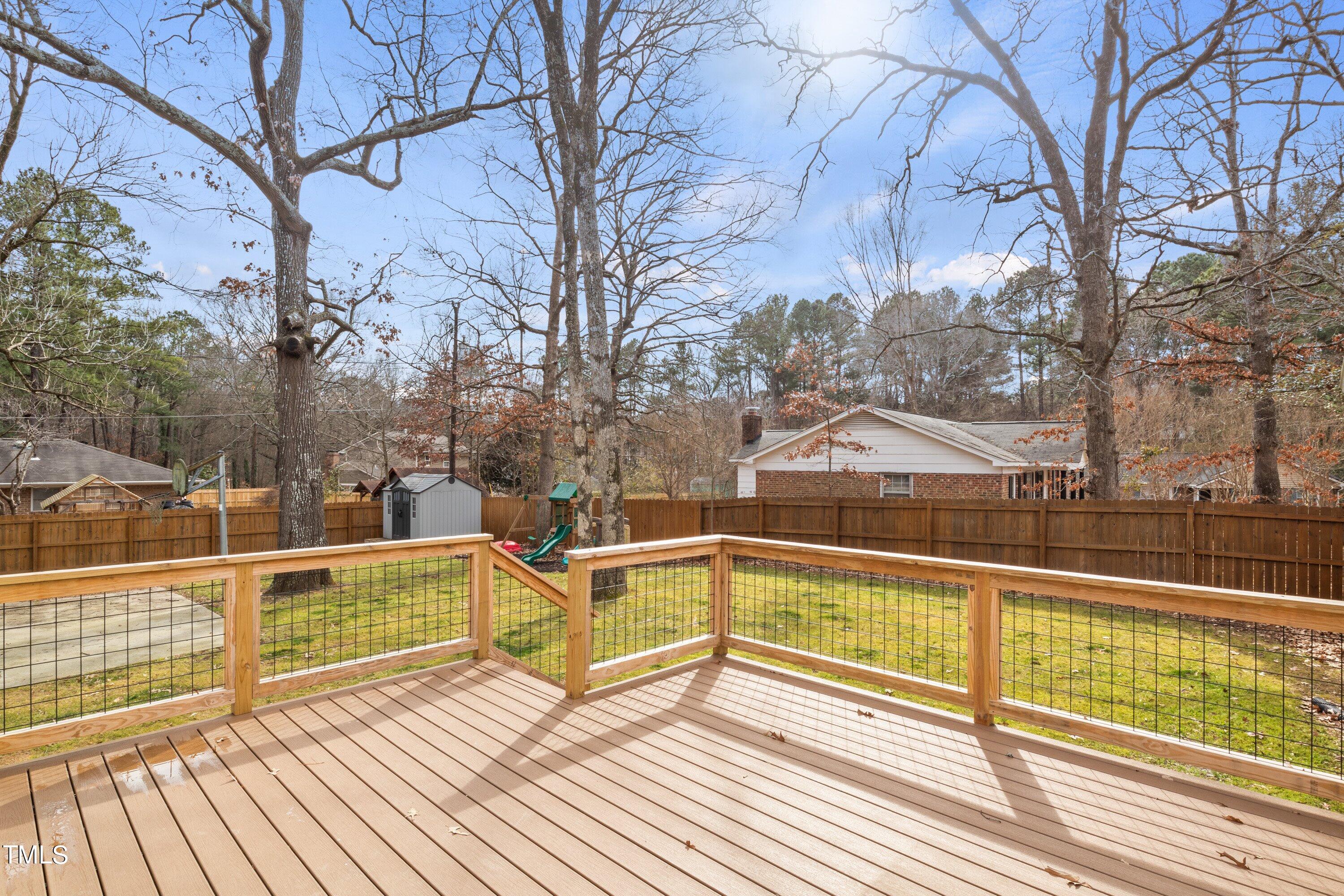 1 Kellom Court Durham, NC 27713 - Photo 25 of 33 a view of a balcony with wooden floor and fence