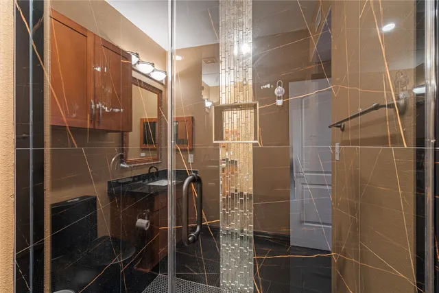 a bathroom with a shower